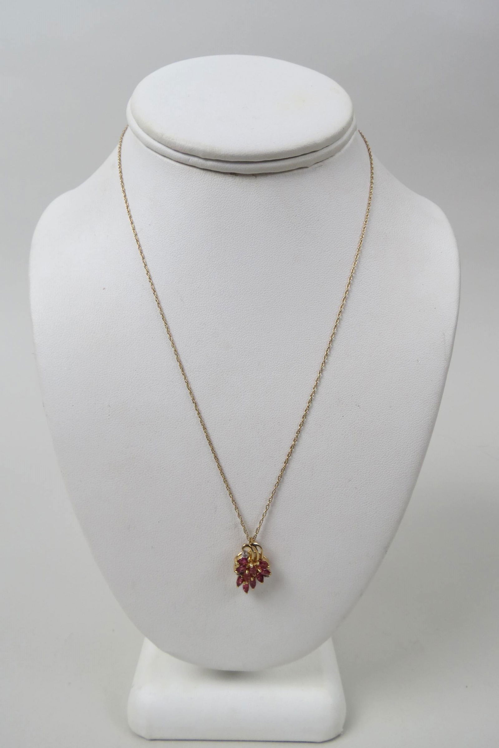Ruby & Diamond 14K Gold Pendant & Chain, (1 of 5)