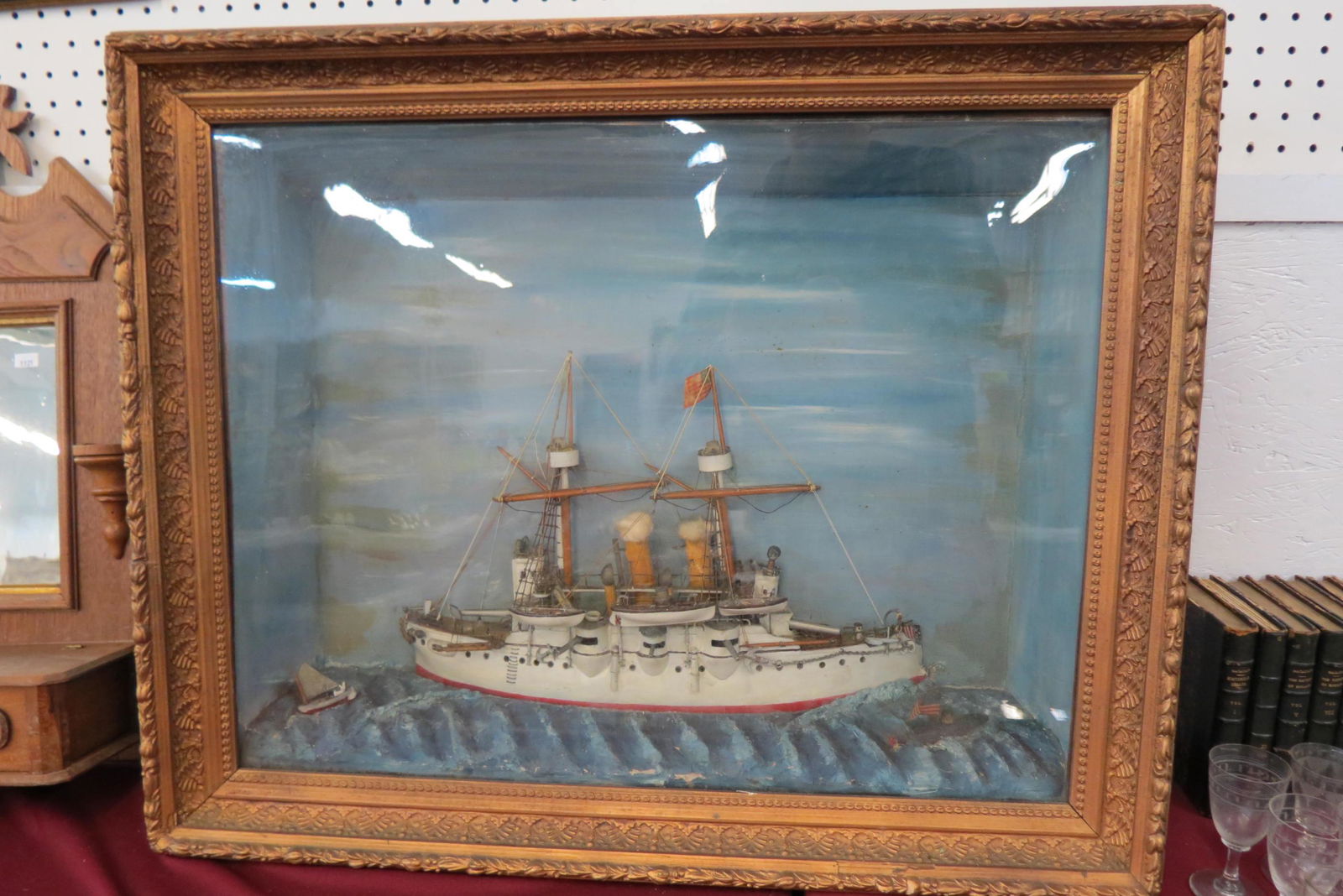 Early Diorama of U.S. Battleship & Submarine, (1 of 8)
