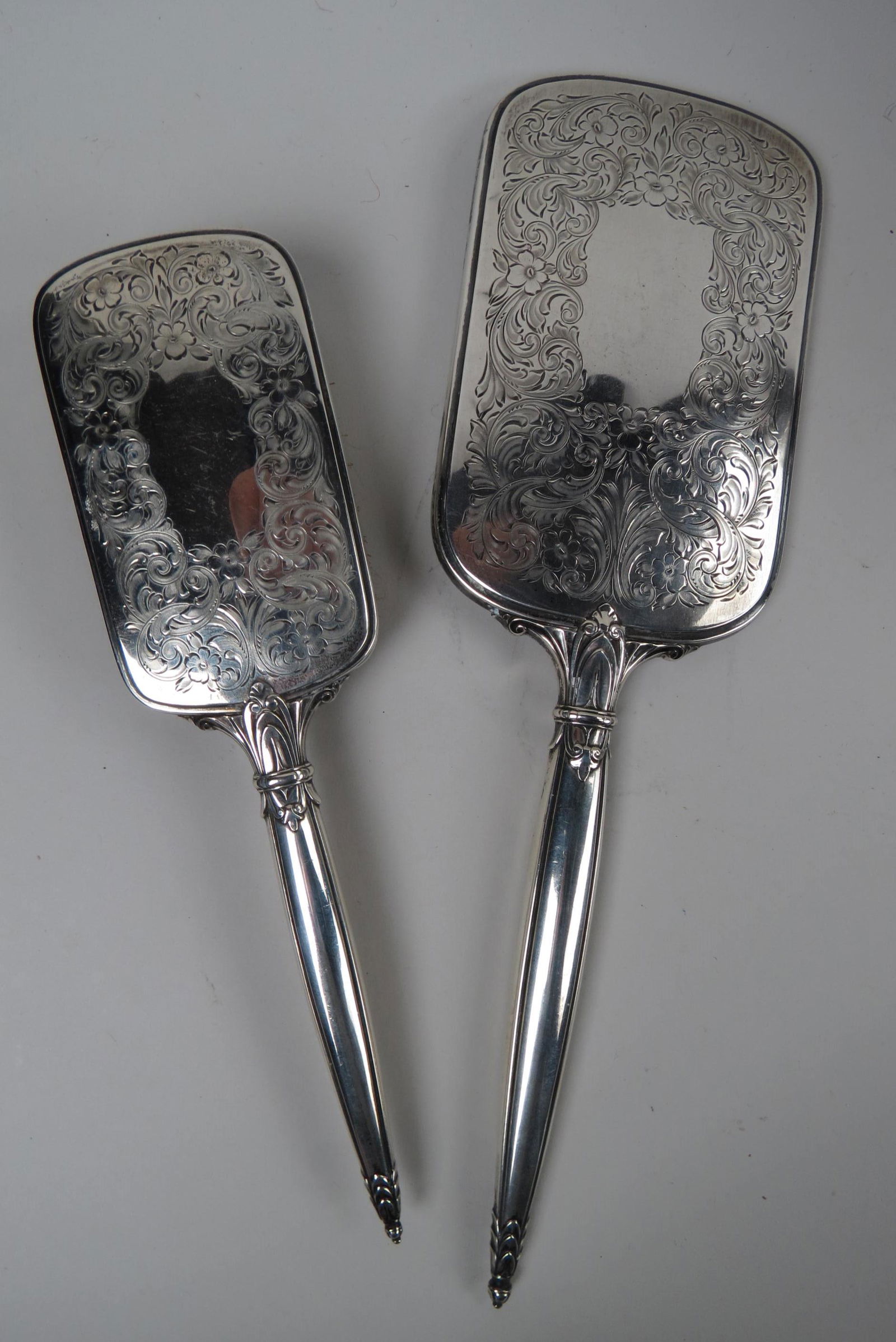 Sterling Silver Hand Mirror & Brush, Art Deco era, (1 of 7)
