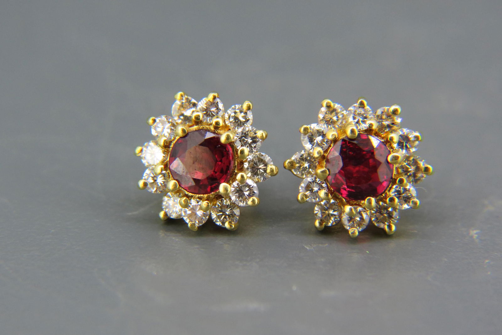 Ruby & Diamond 18K Gold Earrings, (1 of 3)