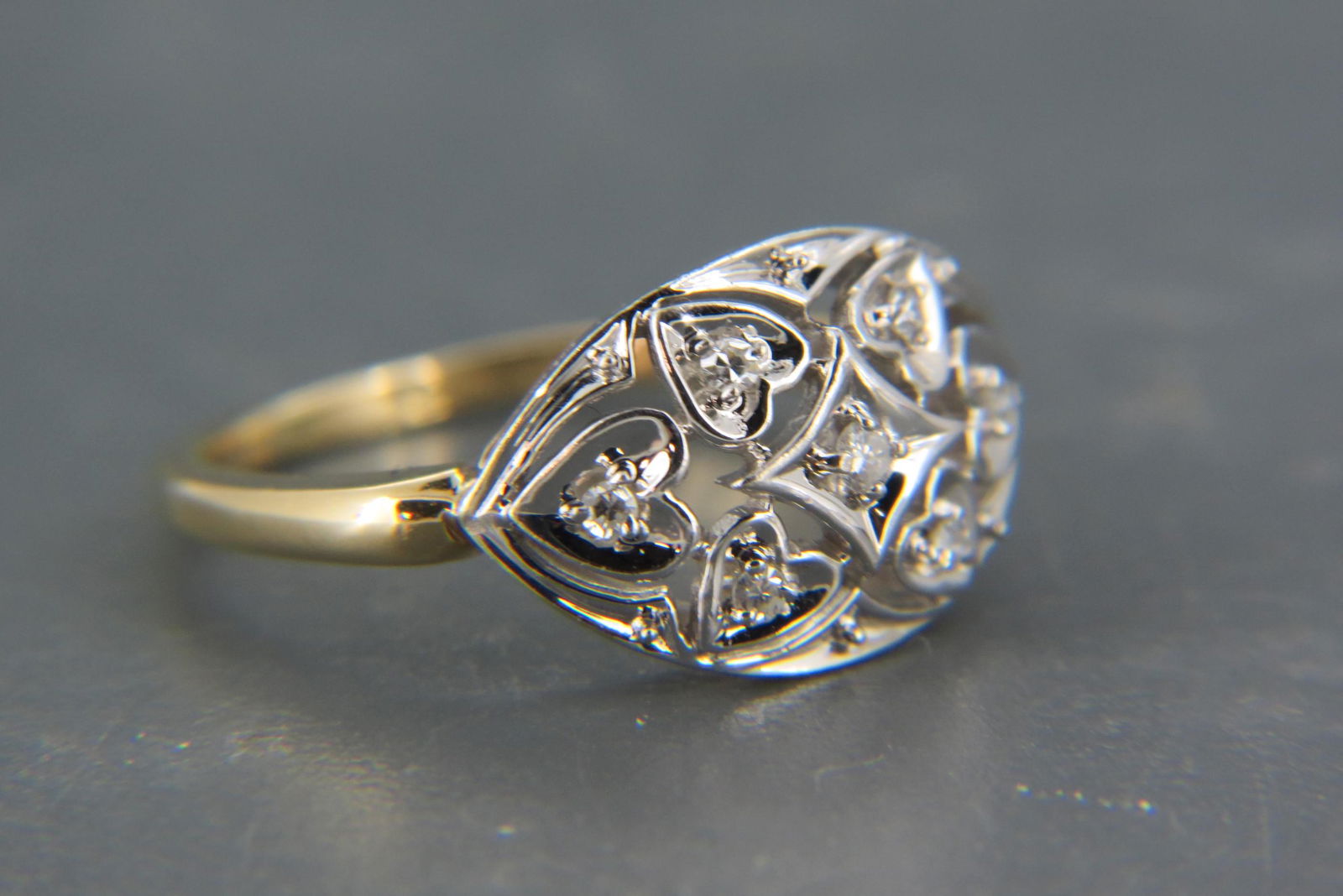 Diamond 14K Gold Ring, Art Deco style, (1 of 6)