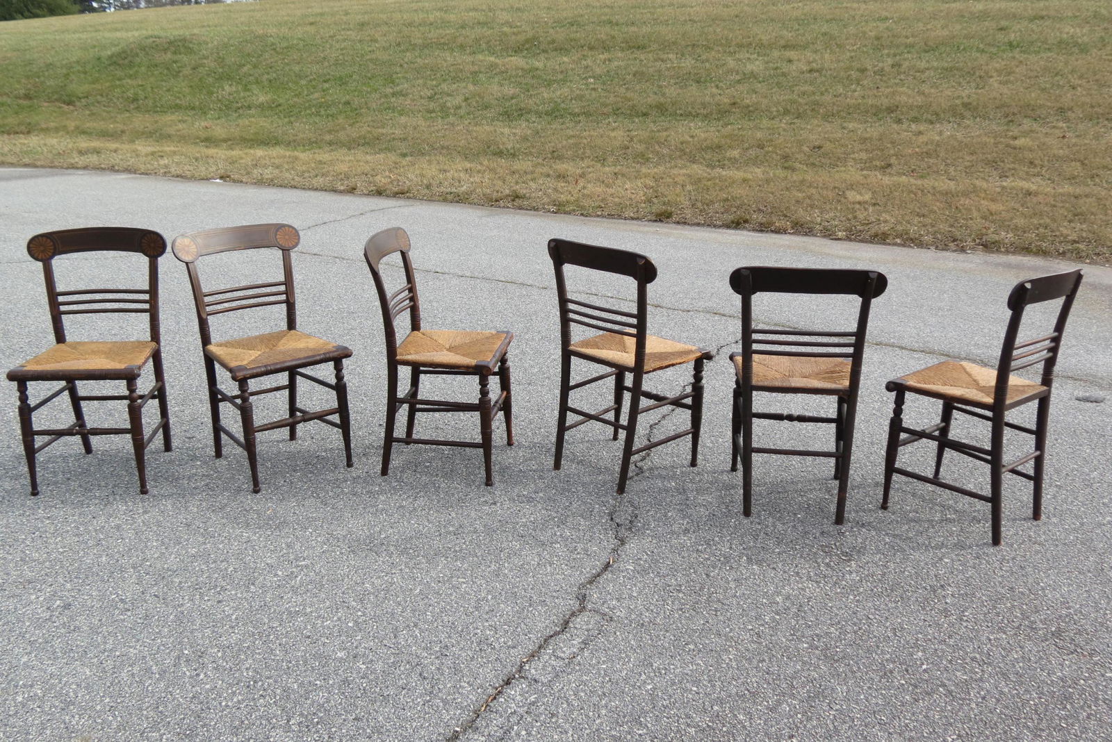 6 Hitchcock 19th Century Chairs, (1 of 4)