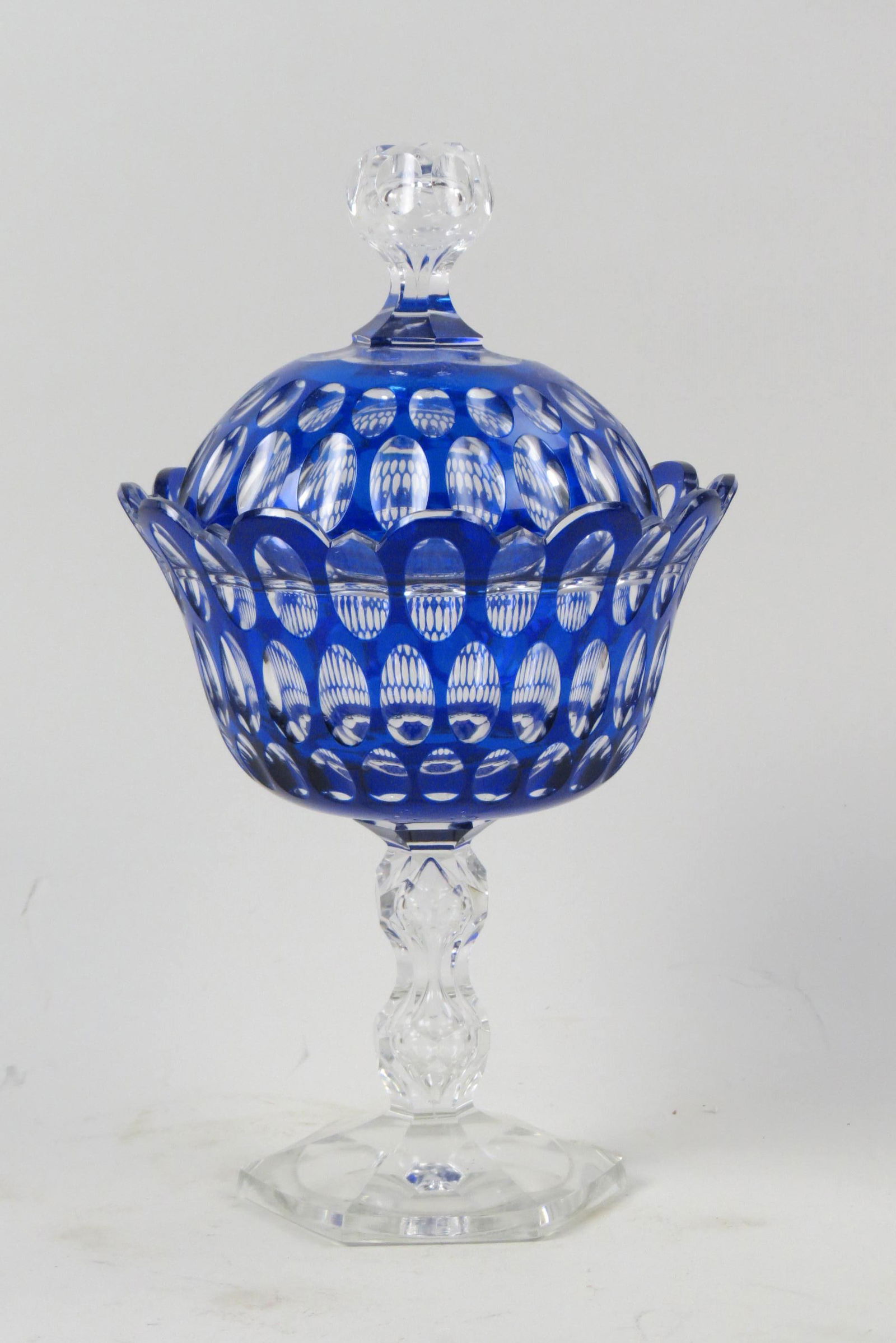 Cobalt Cut-to-clear Covered Jar, (1 of 4)