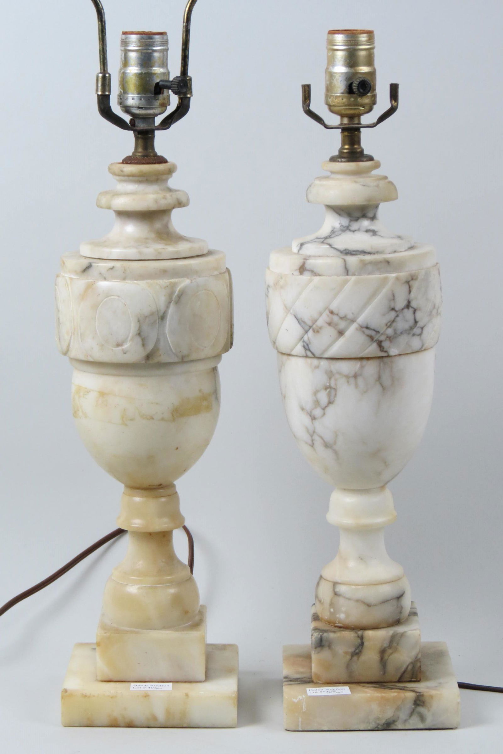 2 Carved Lamps, marble and alabaster, (1 of 4)