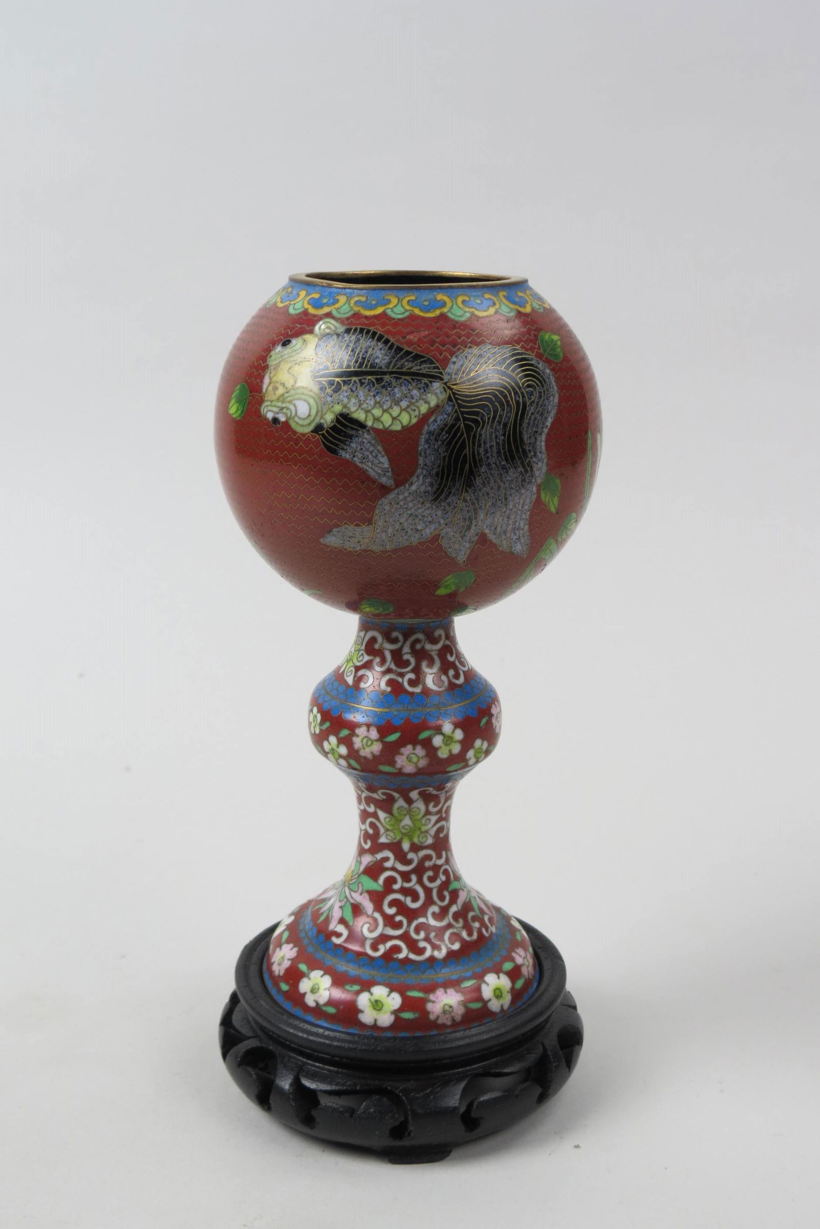 Chinese Cloisonne Vase with Coy, (1 of 5)