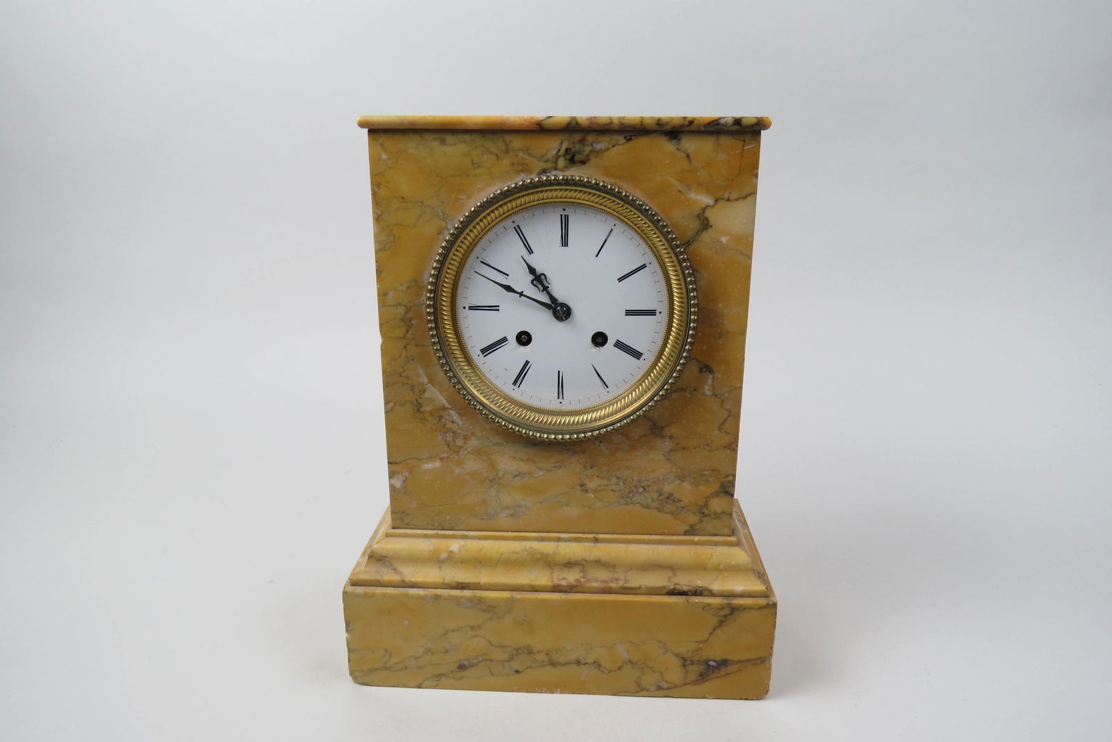 French Victorian Carved Marble Mantle Clock, (1 of 9)
