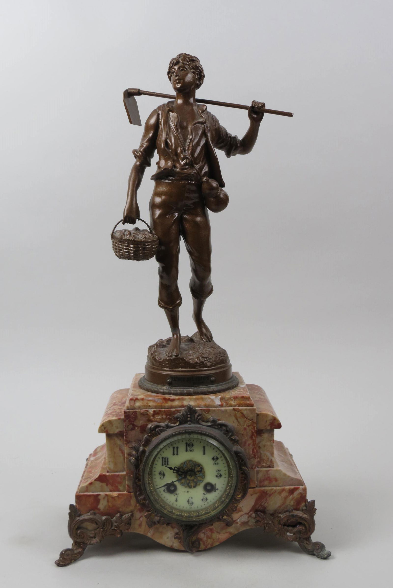 Ornate Brass mantle Clock, (1 of 8)