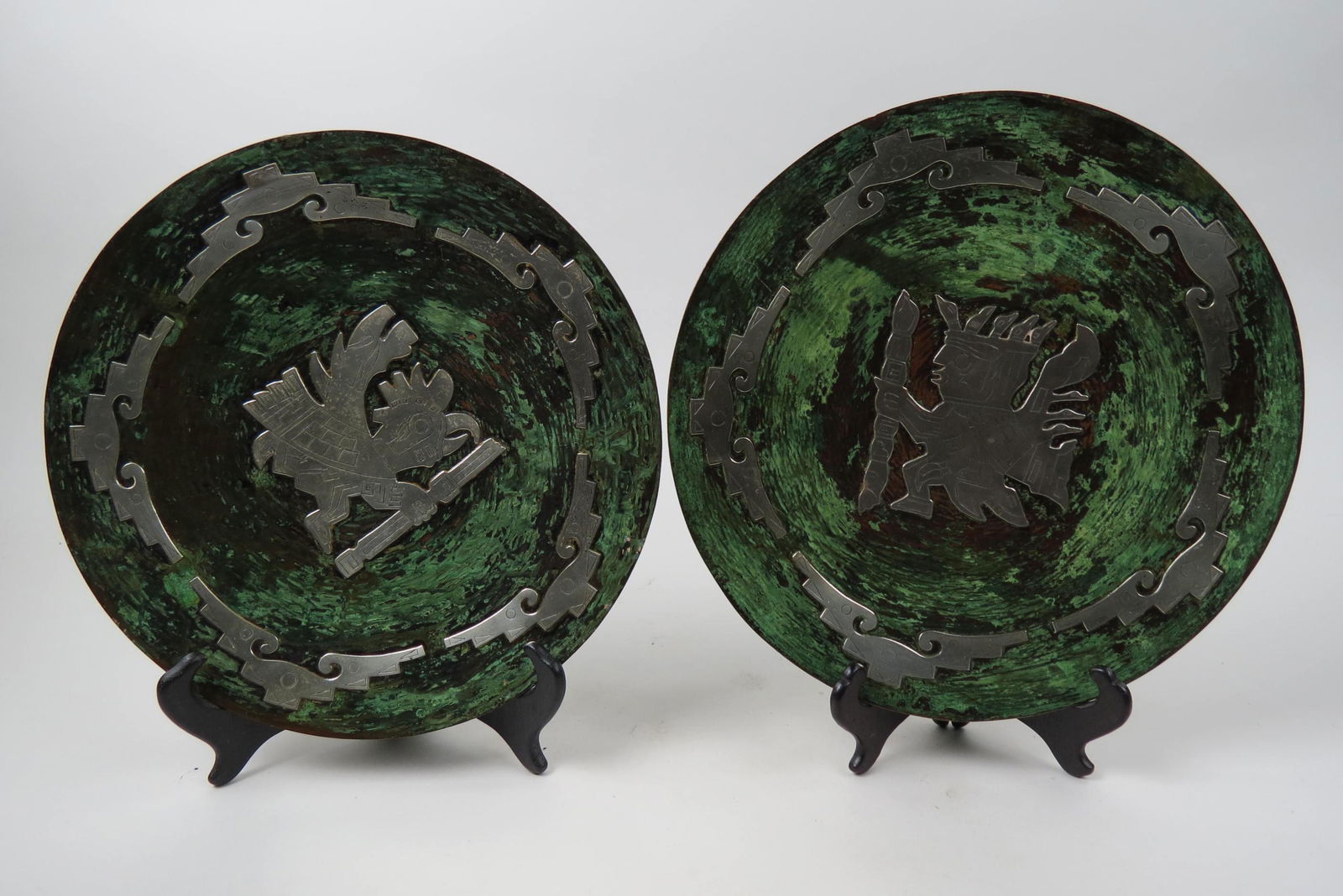 Pair of Peruvian Sterling & Copper Chargers, (1 of 5)