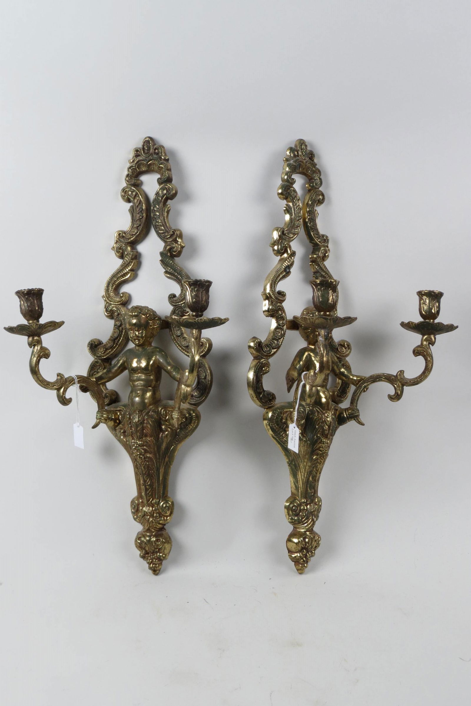 Pair of Gilt Metal Wall Sconces, (1 of 4)