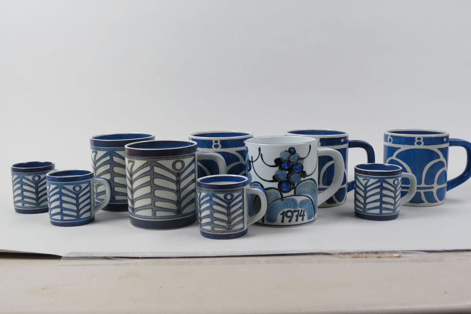10 Royal Copenhagen Faience Pottery Mugs, (1 of 6)