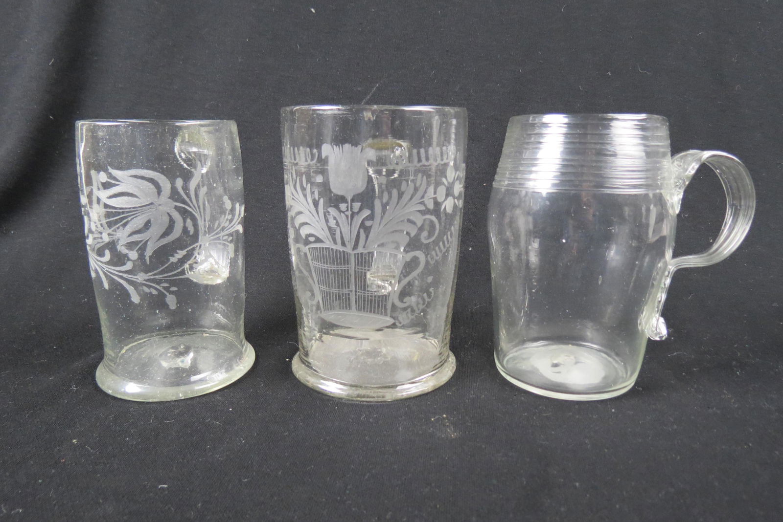 3 Early American Steigel Type Mugs, (1 of 7)