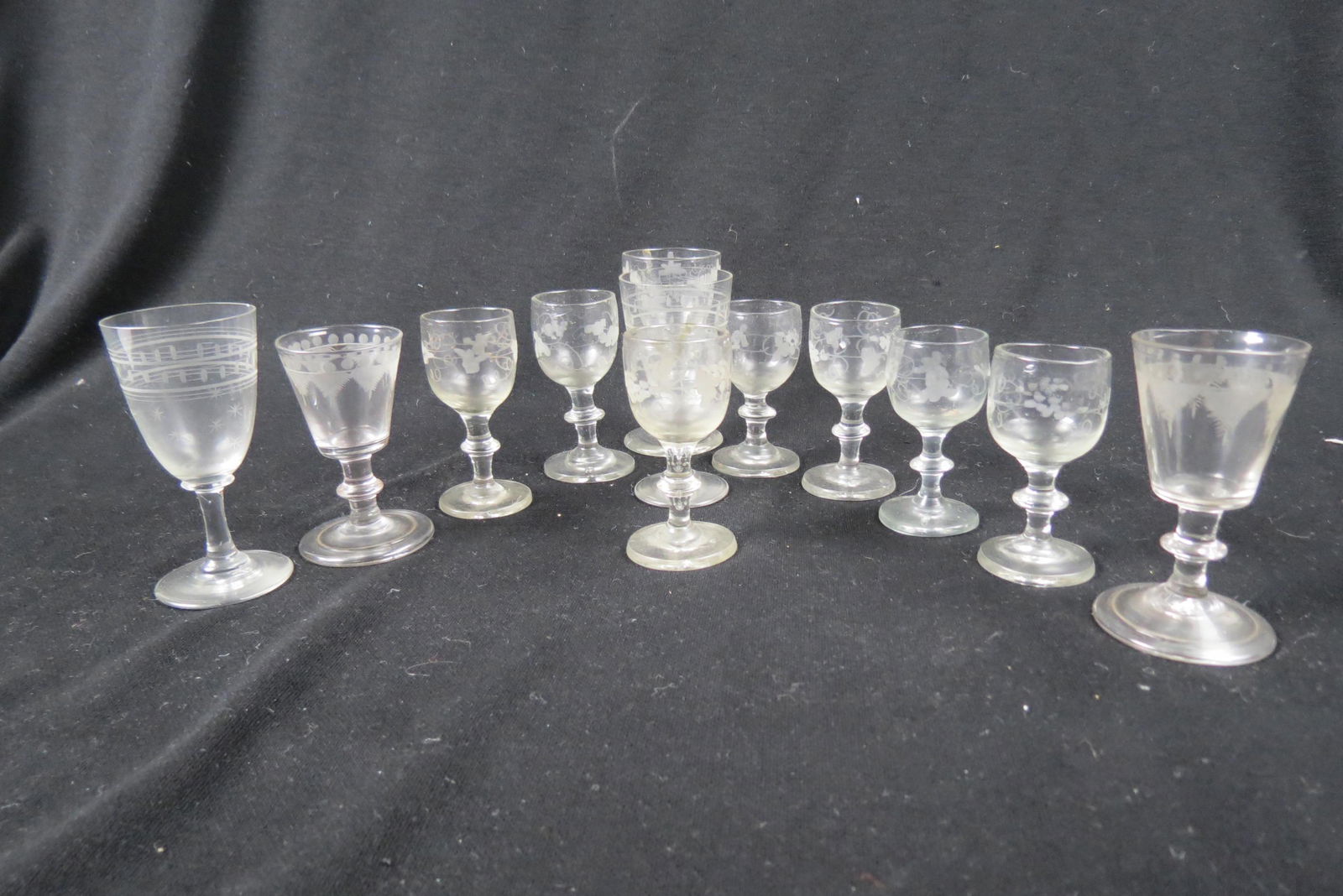 12 Early American Glass Rummers & Sherry Stands, (1 of 5)