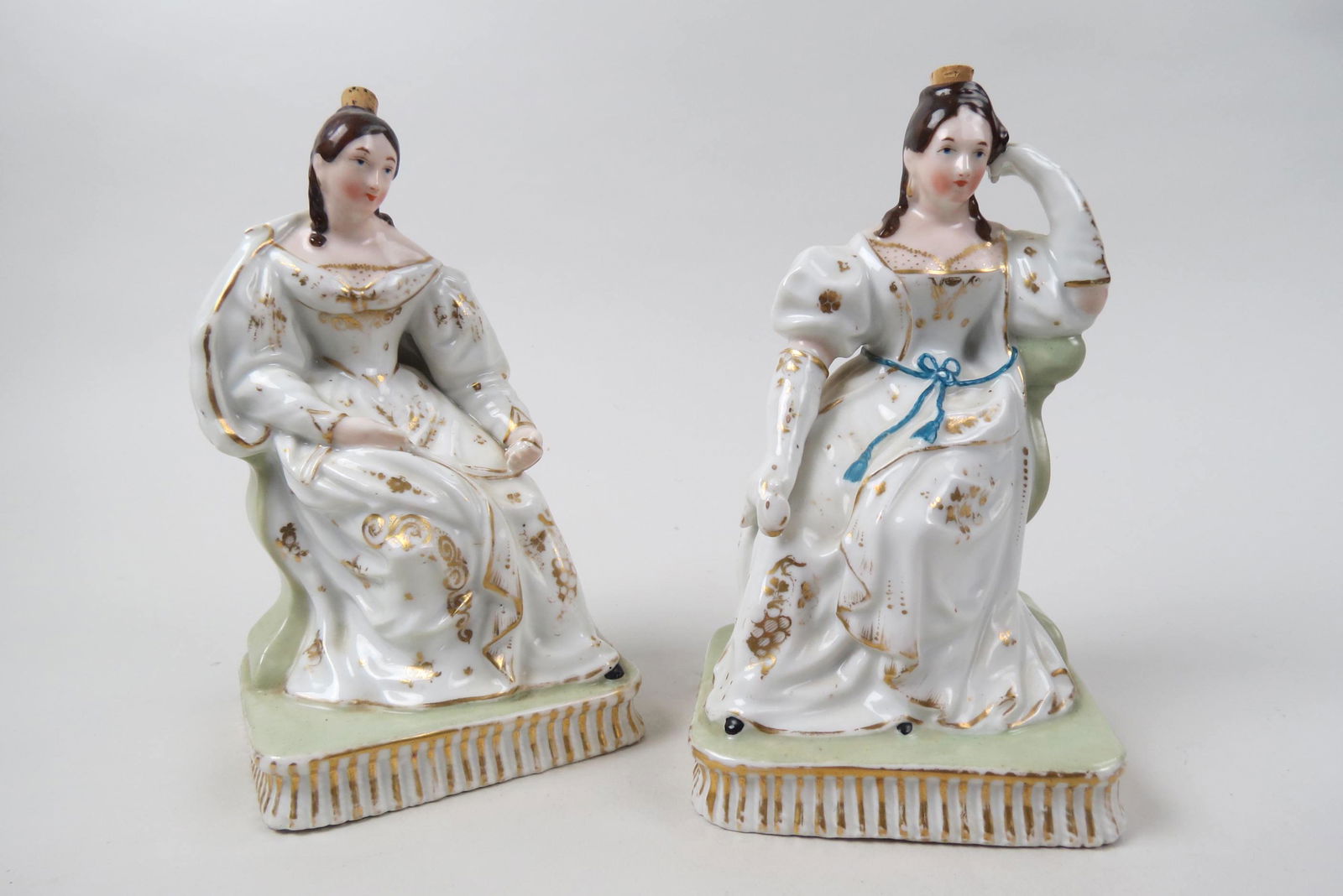 2 Staffordshire Figural Cologne Bottles of Women, (1 of 6)