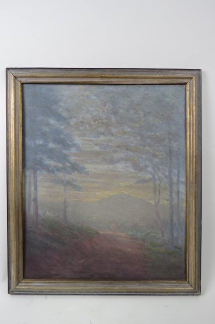 Louis Rowell, oil, Tryon, North Carolina Landscape,: landscape, on artist board, image area 19" X 16" plus frame, signed, faintly, late edition, same estate as lot 52a and lot 52b............Biography from The Johnson CollectionNew Jersey native Louis R