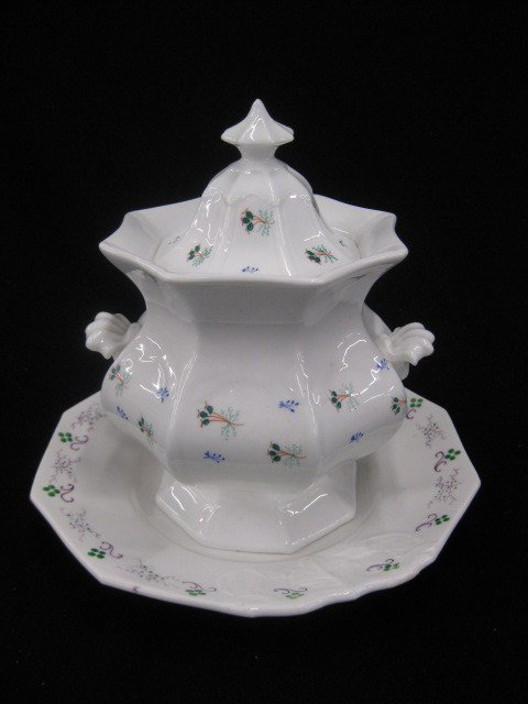 19th Century English Ironstone Covered: sugar and 8" plate