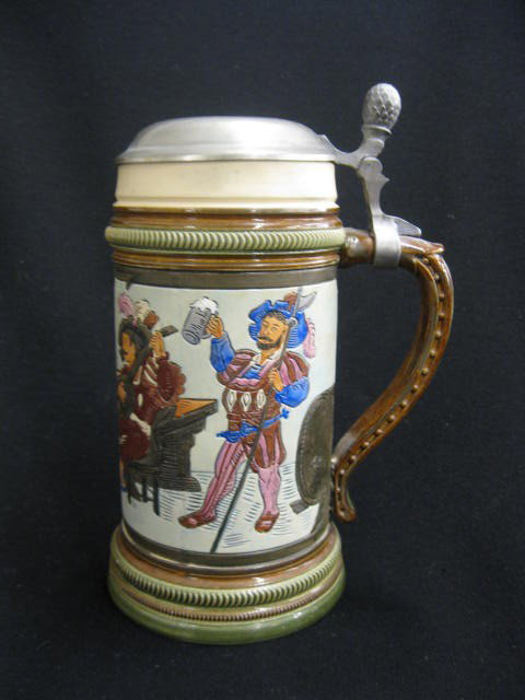Thewalt Etched Pottery Stein, Cavaliers,: pewter lid, 8-1/2", excellent..When the founder, Albert Jac.Thewalt started his own stoneware factory in 1893, he was following a long family tradition. His father and his grandfather were also potter
