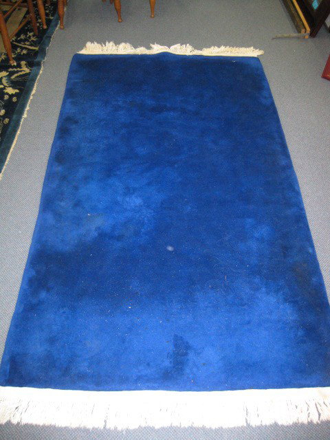 Chinese Handmade Wool Rug, Royal Blue,: sculptured floral, 4' x 7' 6"
