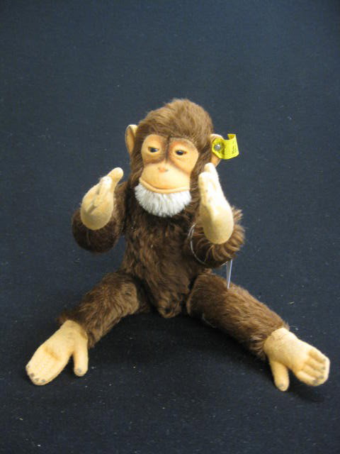Steiff Plush Toy Monkey, jointed, button and: tag in ear, 11"
