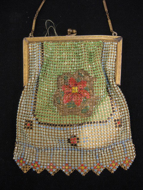 Whiting & Davis Enameled Mesh Evening Bag,: 4" x 6"