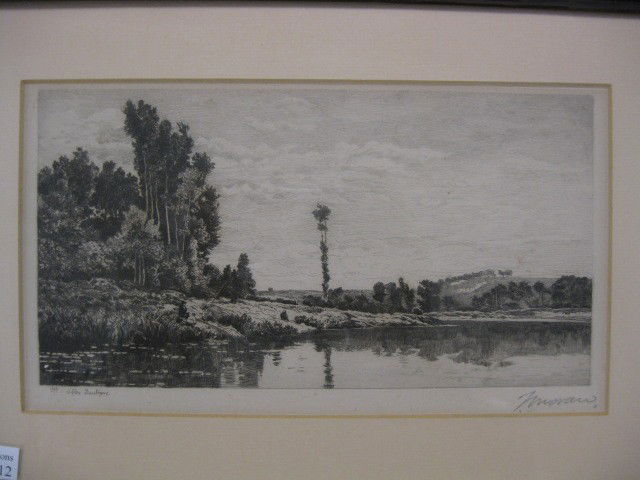 Thomas Moran Engraving, waterfront landscape, ima: landscape, image area 5" x 9"