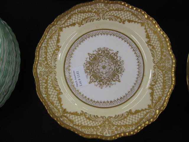 6 Royal Doulton Porcelain Plates, elaborate goldw: elaborate goldwork on ivory border, 8", excellent.