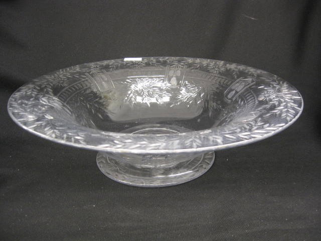 Pairpoint Crystal Centerpiece Bowl, rock crystal : rock crystal style cut work floral, 13 1/2" diameter, excellent.