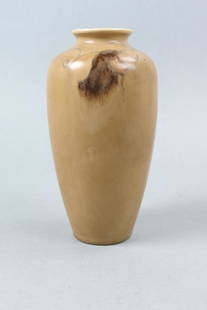 Rookwood Pottery Vase by Charles S. Todd, 1920,: stylized leaf and vine in browns, shape #614F, 7" tall, typical crazing otherwise excellent.....Charles Stewart Todd was born in Owensburg, Kentucky on December 16, 1886. He studied at the
