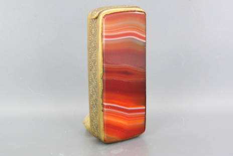 Agate Match Safe or Vesta,: 1 1/8" X 2 5/8", late 19th century, excellent.