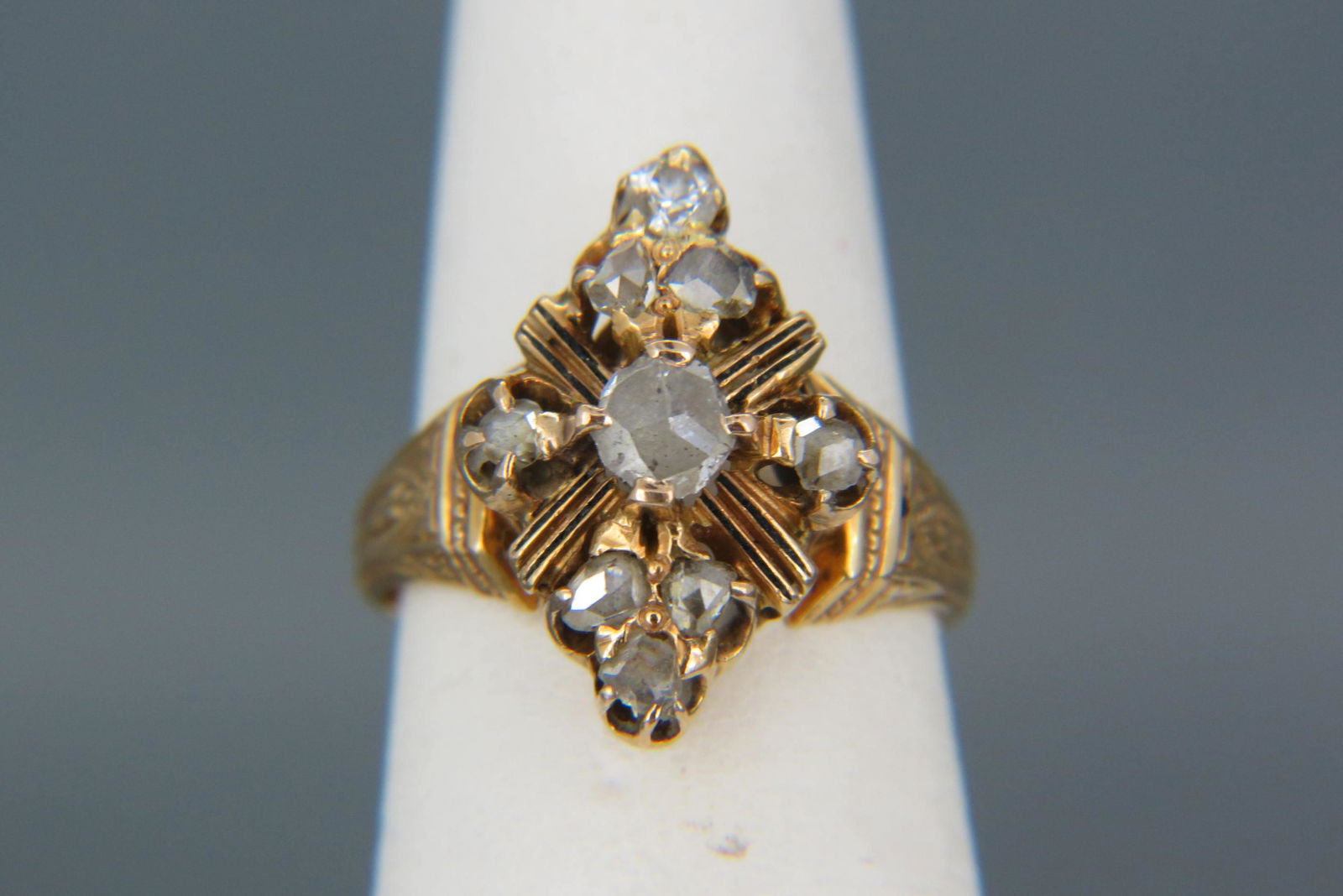 Antique Rose Cut Diamond 14K Gold Ring, (1 of 4)