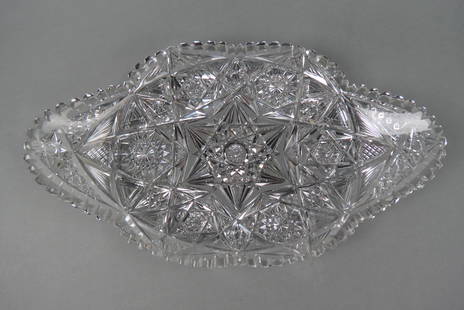 Cut Glass Large Ice Cream Tray,: central star with starburst and diamonds around, 10 1/4" X 17 3/4", brilliant period.