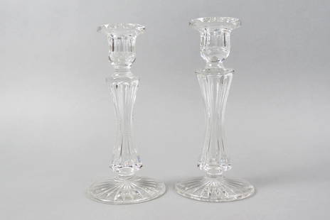 Pair of Cut Glass Candlesticks,: panel & zipper cut, 8 1/2", brilliant period.