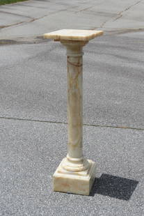 Oynx Pedestal, classic column design,: step base, 42" tall, 11" X 11" top, excellent.