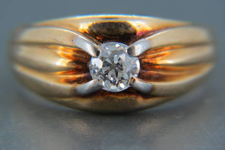 Diamond Solitaire 14K Gold Ring,: fine old European cut round diamond weighing .65 carat in yellow gold, with appraisal of $3,500.00, currently size 7 1/2.