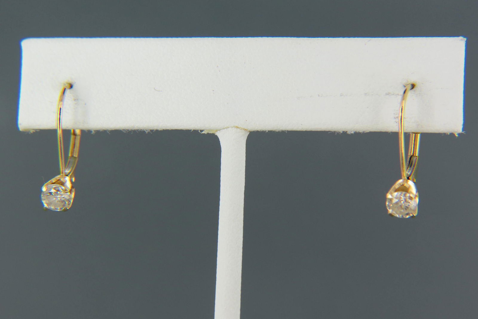 Diamond Solitaire 14K Gold Earrings, (1 of 7)