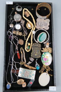 Lot of Estate Jewelry;: include watches, gold-filled, sterling, necklaces, bracelets, brooches, pendants and more.