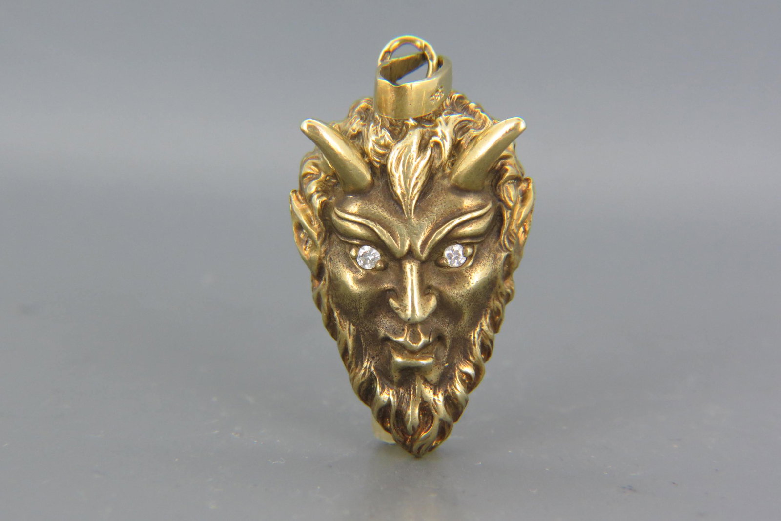 Diamond 14K Gold Figural Devil's Head Pendant, (1 of 5)