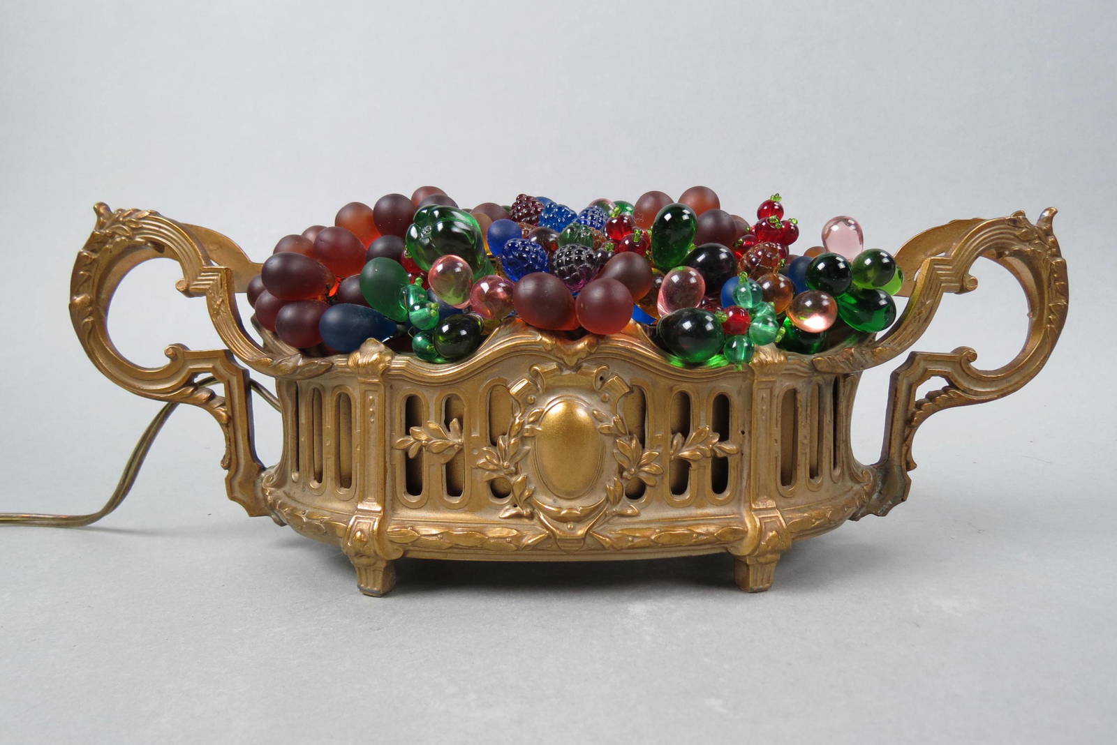 Czechoslovakian Art Glass "fruit" Lamp, Auction