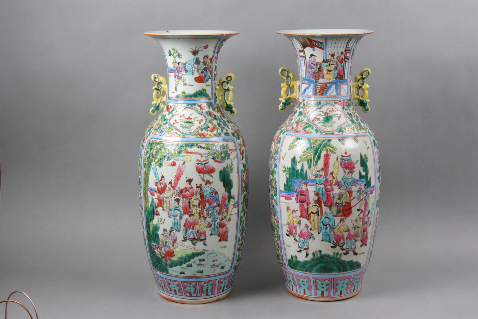 Pair of Chinese Famille Rose Porcelain 22" Vases, (1 of 6)