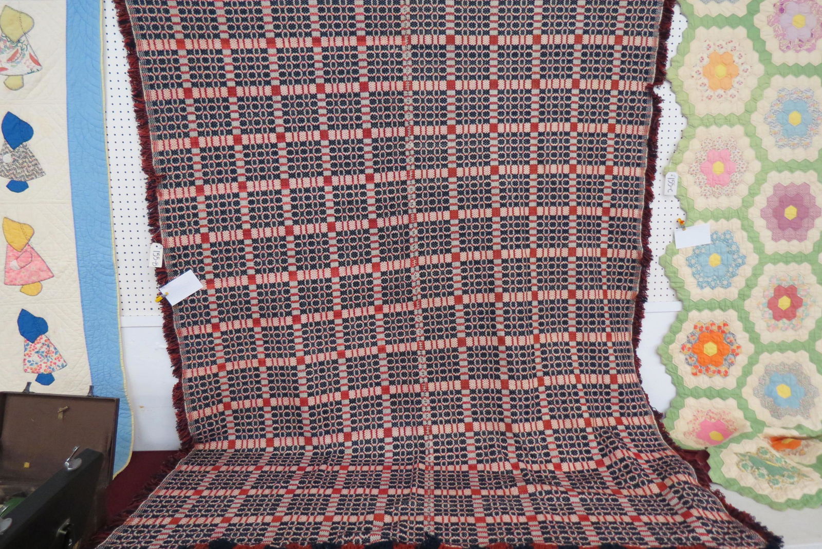 Jacquard Woven Coverlet, Red, White & Blue, (1 of 4)