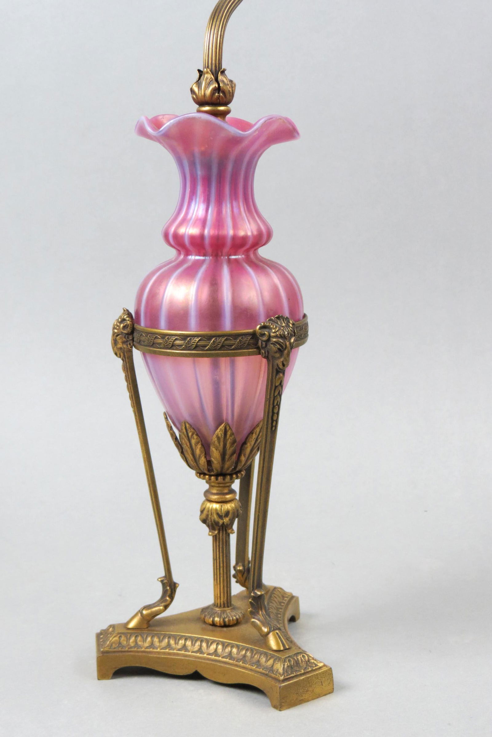 Steuben "Oriental Poppy" Art Glass Lamp, (1 of 7)