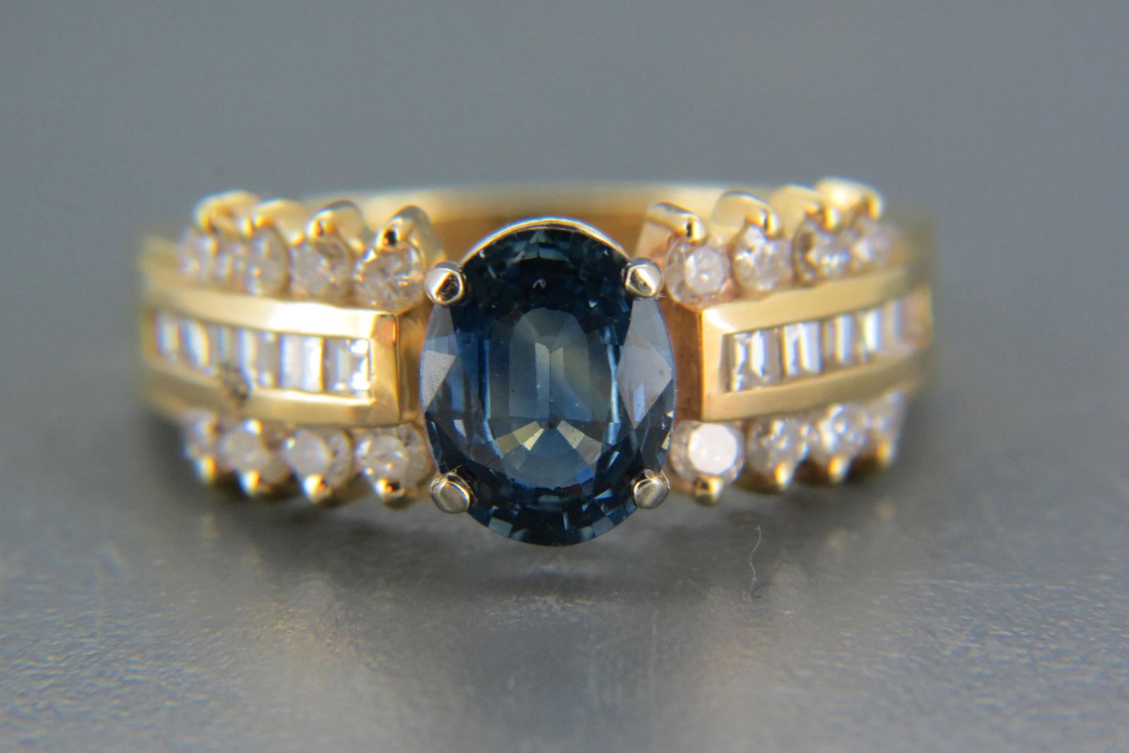 Sapphire & Diamond 14K Gold Ring, (1 of 6)