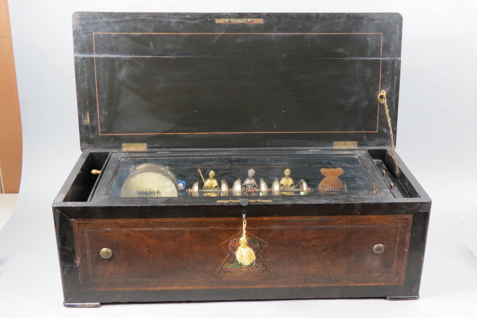 Scarce Swiss Cylinder Music Box with Asian Figures (1 of 12)