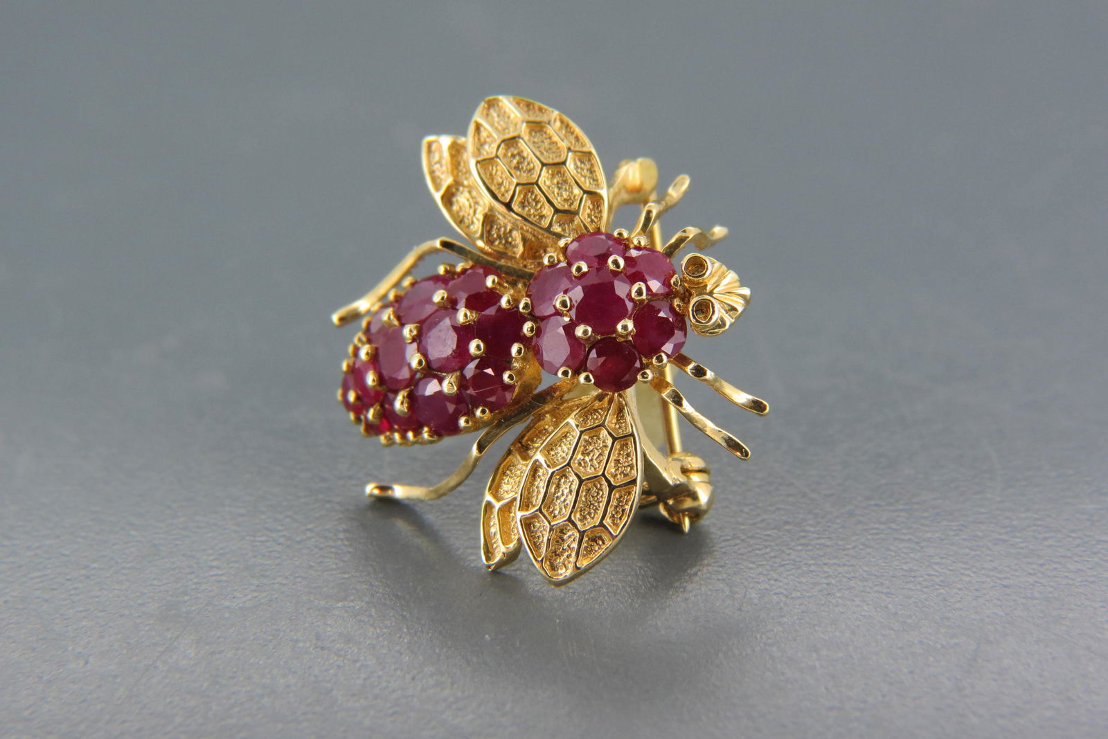 Ruby & 14K Gold Figural Bee Brooch, (1 of 6)