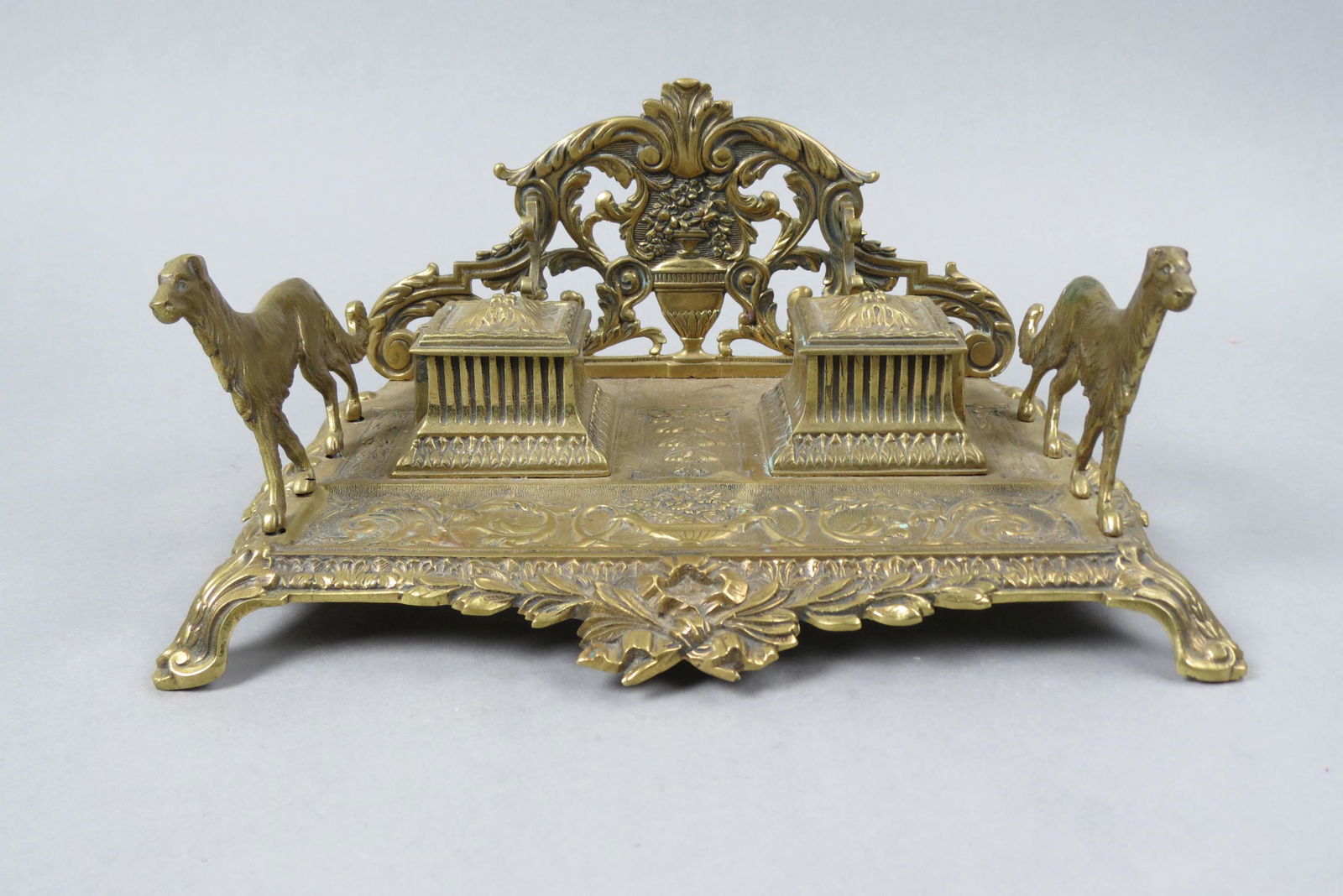 19th Century Brass Inkstand, (1 of 5)