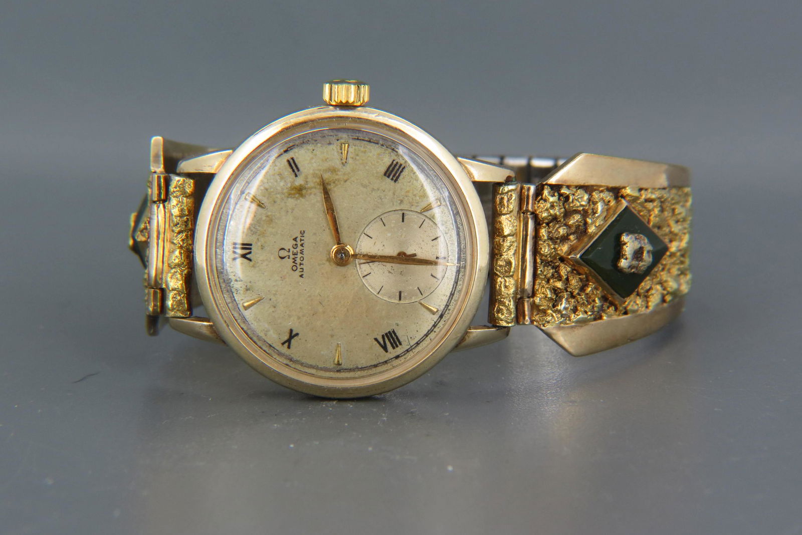 Men's Omega 14K Gold Wristwatch Alaska Gold Nugget (1 of 4)