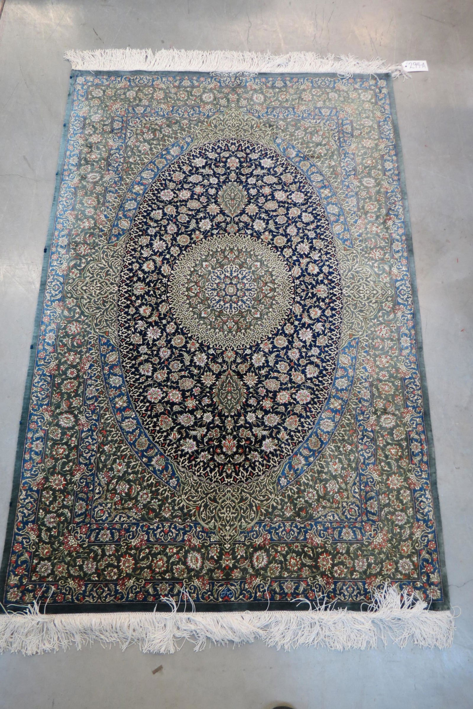 Silk Isfahan Style Persian Handmade Rug, signed, (1 of 5)