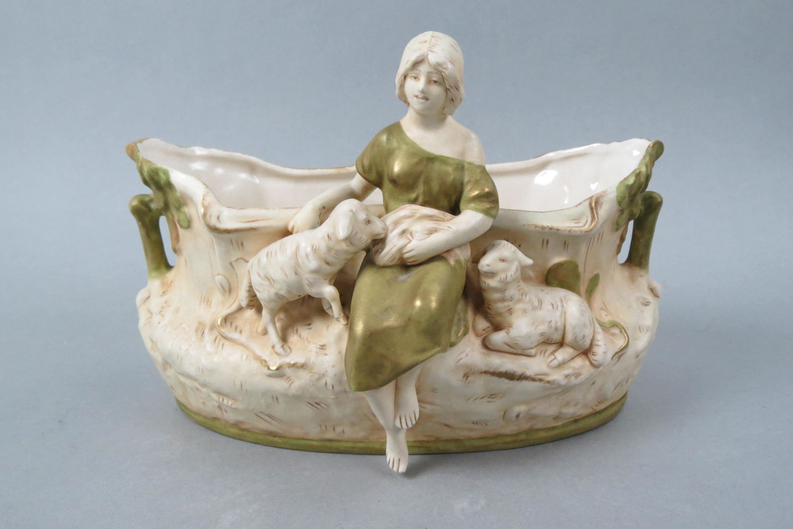 Royal Dux Figural Porcelain Planter with Girl (1 of 5)