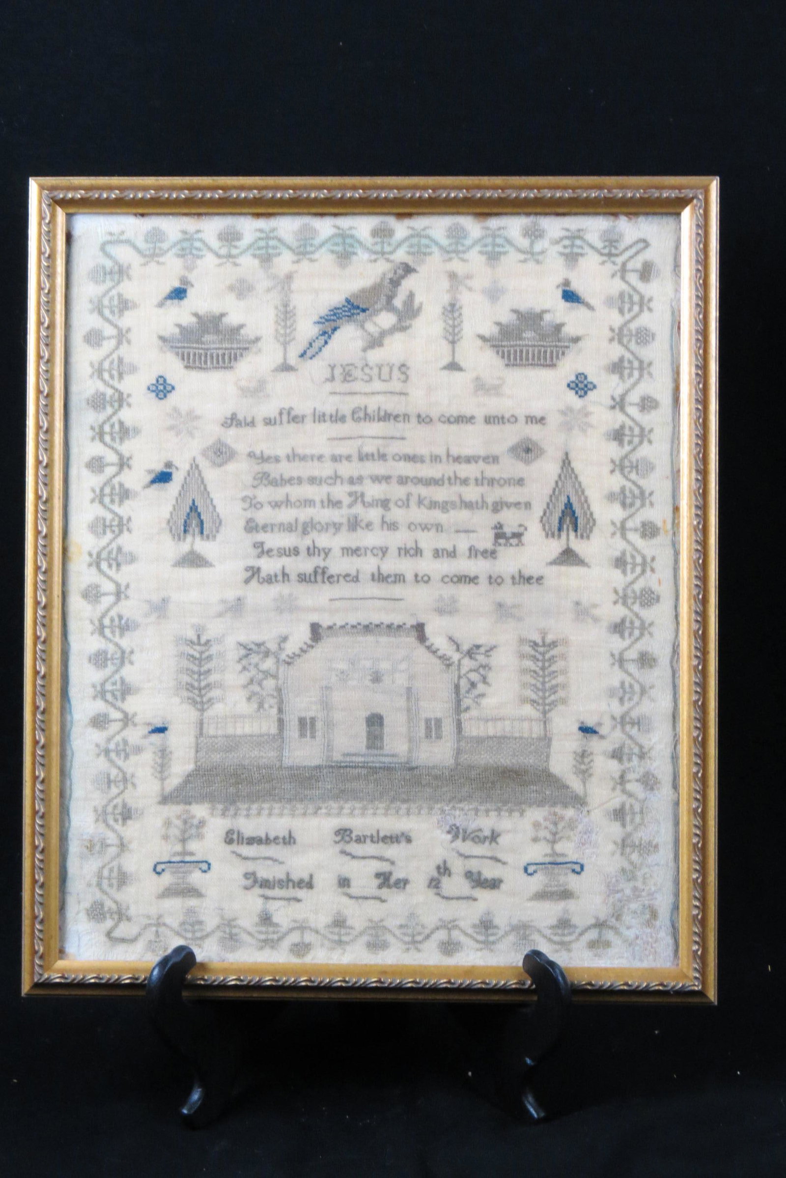 Early Sampler with Pictorial & Verse "Jesus" (1 of 4)