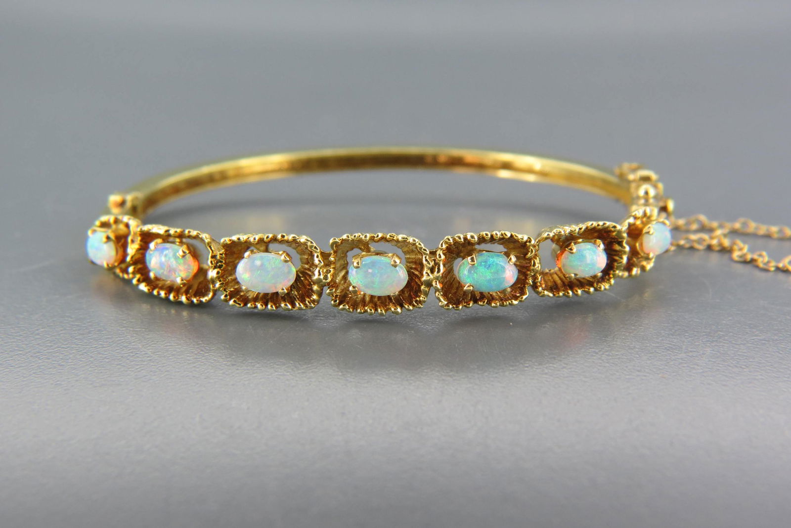 Opal 18K Gold Bangle Bracelet, (1 of 6)