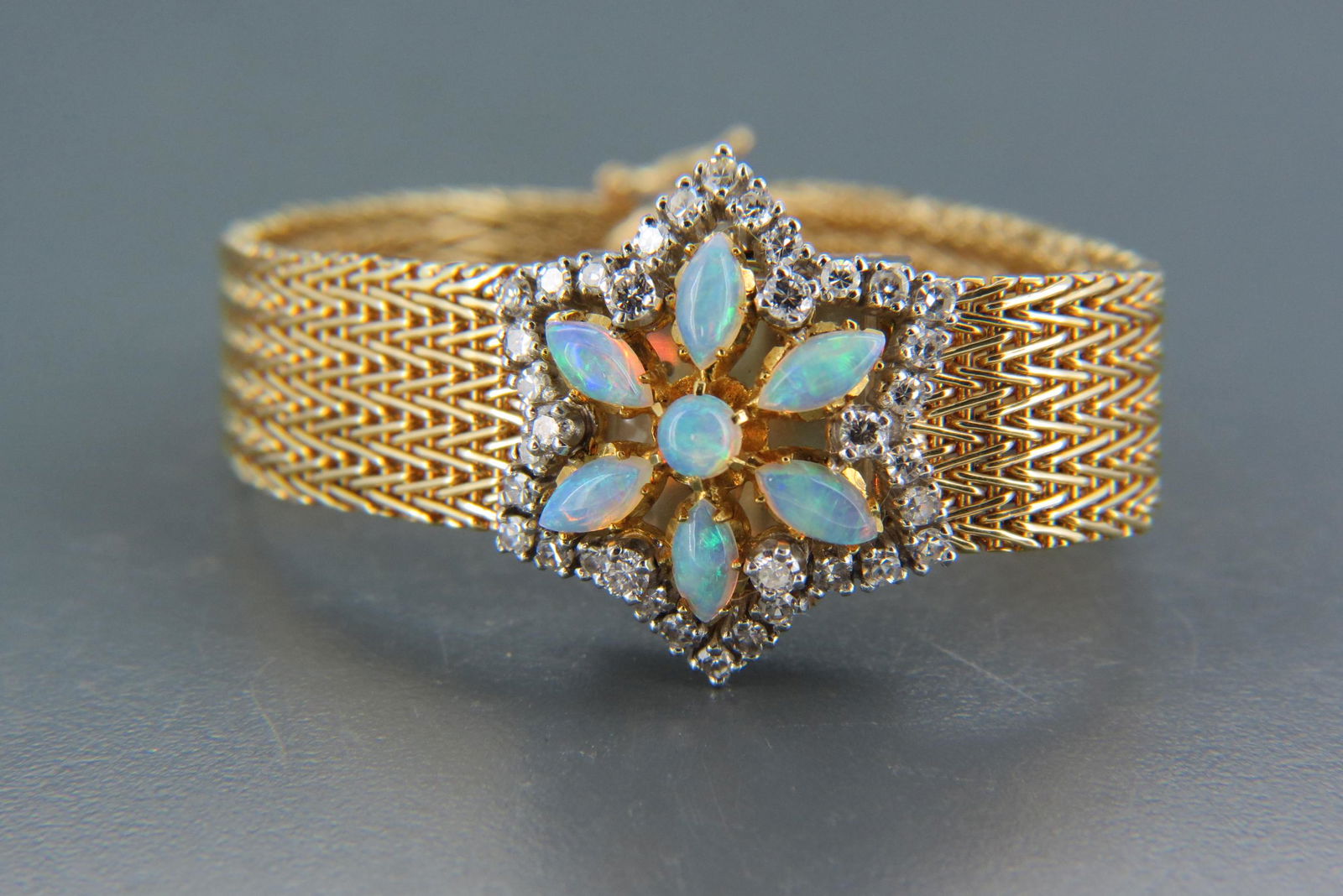 Opal & Diamond 14K Gold Ladies Wristwatch, (1 of 9)